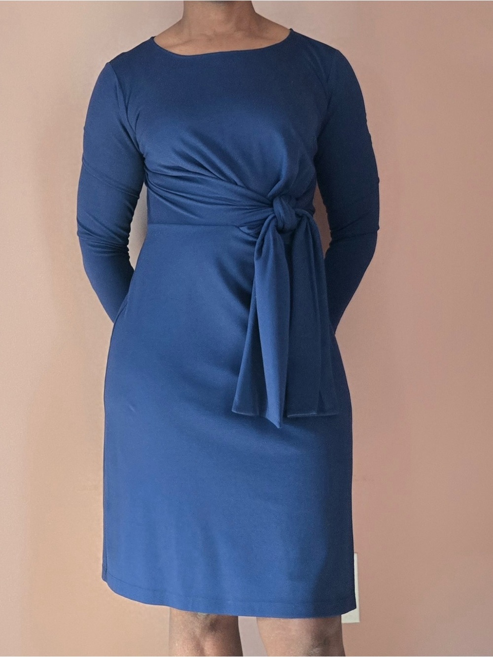 j crew | drapey tie-waist dress | jersey | blue | nwt | us s
